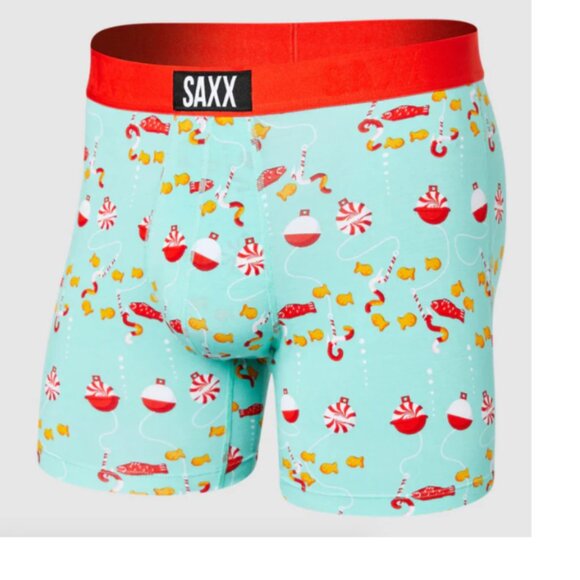 SAXX VIBE Christmas Boxer Briefs “Fish Food” - Picture 1 of 4